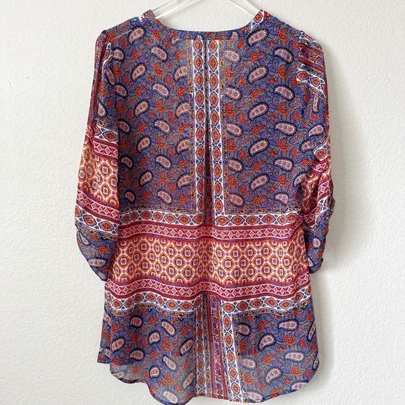 Fig and Flower | Boho Mixed Print Tunic Top Size Small - Picture 5 of 10